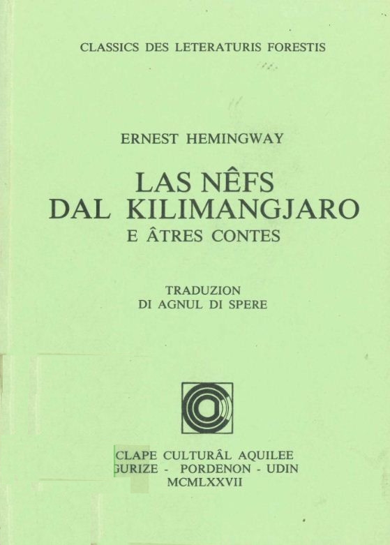 Copertina  Las nêfs dal Kilimangjaro e âtres contes